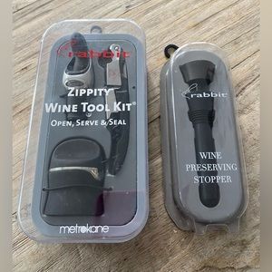 NWT- Rabbit Bundle includes Zippity Wine Tool Kit and Wine Preserving Stopper